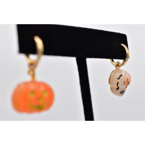 Coach Halloween Skull And Pumpkin Mismatch Earrings Glitter NEW 2024 Rare BinW - Picture 7 of 11